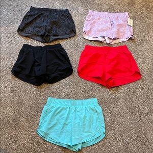 (Bundle of 5) Women's Athletic Running Shorts - Black, Grey, Lavender, Red, Aqua